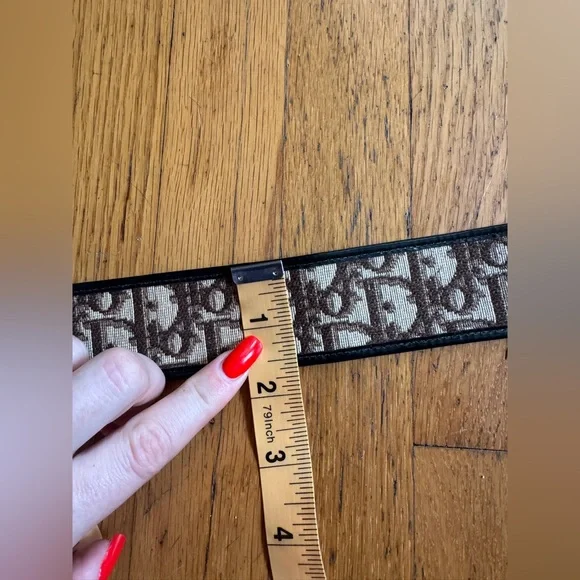 70s Vintage Dior Trotter Print Belt w Gold Tone Buckle - Picture 5 of 8